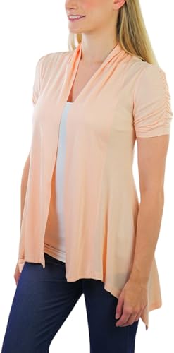 Image of ToBeInStyle Womens Open Front Casual Shrug Lightweight Layering Cardigan Sleeveless or Short Sleeve