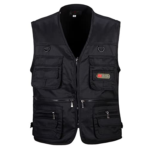 Proumhang Outdoor Safari Vest with 12 Pockets for Hunting Fishing Camping Anglerweste und 12 Tasche-Schwarz-XXXL