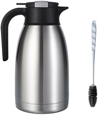 Heritage66 Stainless Steel Thermal Coffee Carafe Triple Wall Thermal Vacuum insulated 12 hours heat Retention/24 hours cold Retention Tea, Water, and Coffee Dispenser (2 Liter wide mouth)