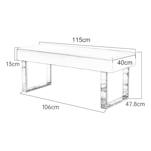 Miniatura 3 de Jiexi Banco De Comedor Moderno Con Tapizado, Banco De Dormitorio Para Esquina Interior Con Patas De Metal, Banco De Piel Sintética Para Entrada, Cocina, Sala De Estar Blanco