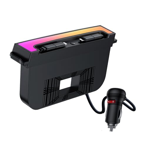 Vellhezy USB Hub for Tesla Model Y Juniper 2025-2026 & Model 3 Highland 2024-2025 Accessories, 120W USB-C Fast Charging with Retractable Cables, 2-Port Built in RGB Ambient Light fit Center Console