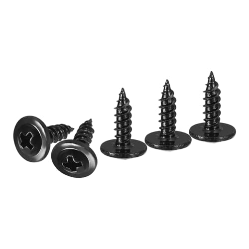 sourcing map 50Pcs #8×1/2 Phillips Head Self Tapping Screws, Carbon Steel Flat Head High-Strength Quick Tapping Screws Wood Screw for Wood, Metal, Plastic, Black