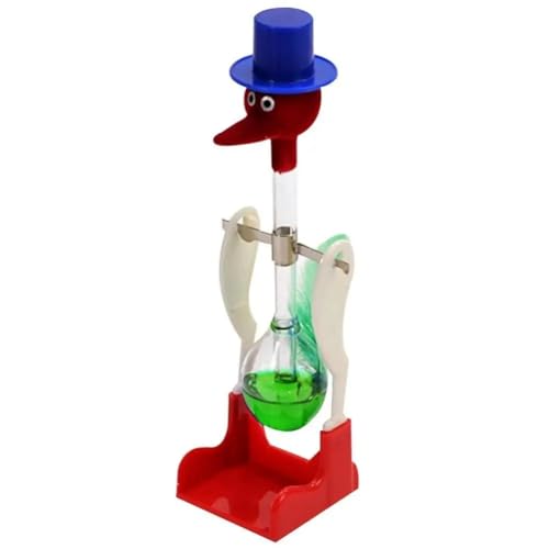 Tuesoa Pájaro Bebedor Transparente con Fluido Movimiento Perpetuo Equilibrio Beber Agua Pájaro Sin Parar Juguetes Educativos para Niños,C