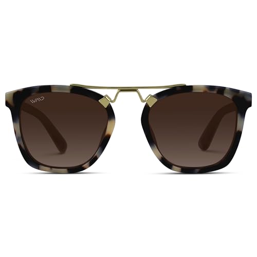 WMP Eyewear - Women's Oversized Polarized Sunglasses: Square Vintage Style with Metal Double-Bar Bridge2