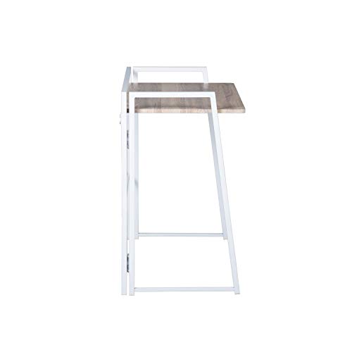 Furniturer Folding Computer Desk 35.4''Foldable Computer Table For Home Office Space-Saving Collapsible Desk, No Assembly Study Reading Table For Small Spaces, Oak Desktop And White Frame #TOP5