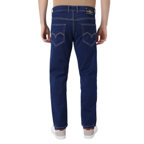 Image of Wert Men's Dark Blue (denimix) & Ice Colour Jeans, Regular Fit, Contrast Stitching,