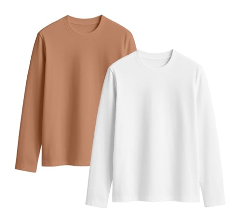 Image of JUNEBERRY Cotton Round Neck Regular Fit Solid Core Full Sleeve T-Shirt Combo for Women & Girls (Pack of 2) (Available Colors: Black, White, Navy, Green,Swanwhite & Cork)