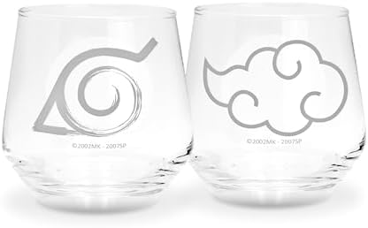 ABYSTYLE Naruto Shippuden Glass Set Konoha & Akatsuki Symbols 10 oz, 2 pcs Anime Manga Drinkware Home & Kitchen Merch image 4