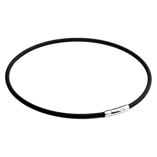 Lola & Gala Cadena de Cuero para Collar Hombre y Mujer | Cuero Genuino Liso | Cierre Acero Inoxidable Clic Fácil Seguridad en Acero Inoxidable | Cordón Negro de 3mm para Colgantes | 51cm