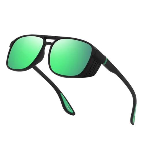 Lunettes de soleil polarisées vertes style rétro double pont unisexe sport
