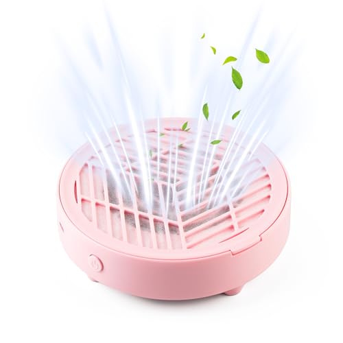 LIARTY Small Portable Nail Dust Collector: Nail Tech Quiet Mini Vacuum - Nail Fan Dust Collector Vent with Filter Paper Sheets for Nail Art - Professional Nail Tool Supplies (Pink)