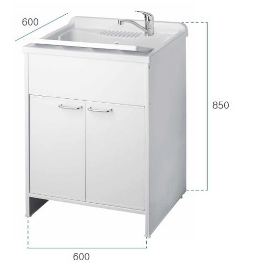 Bagno Italia Lavatoio 60×60 cm per esterno 2 ante bianco pilozza con asse lavapanni