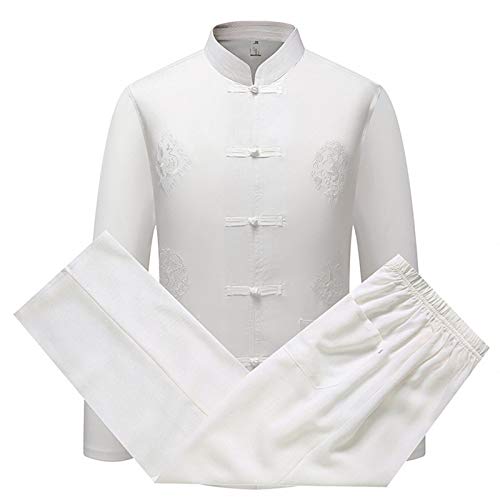 huateng Uomo Tang Suit Tradizionale Cinese Abbigliamento Arti Marziali Kung Fu Costume Hanfu Manica Lunga/Manica Corta Camicia Cappotto Tops e Pantaloni