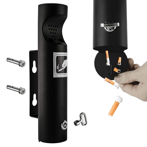 Cenicero de pared, diseño con cerradura para uso en exteriores, ahorra espacio, con tornillo de expansión para bares, oficinas, restaurantes, cafeterías