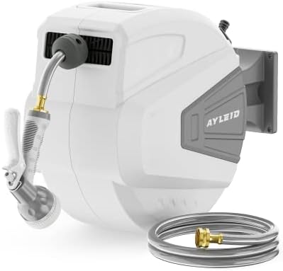 Five Surprising Retractable Water Hose Reels You Didn't Know You Needed 5 Ayleid Retractable Garden Hose Reel,1/2 in x 100 ft Wall Mounted Hose Reel, with 9- Function Sprayer Nozzle, Any Length Lock/Slow Return System/Wall Mounted/180°Swivel Bracket (Grey)