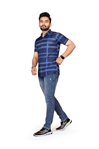 Image of FABRIPPLE Men's Printed Half Sleeve Shirt for Casual Wear | Stylish Geometric Pattern Slim Fit for Men | Summer Trendy Short Sleeve Shirt