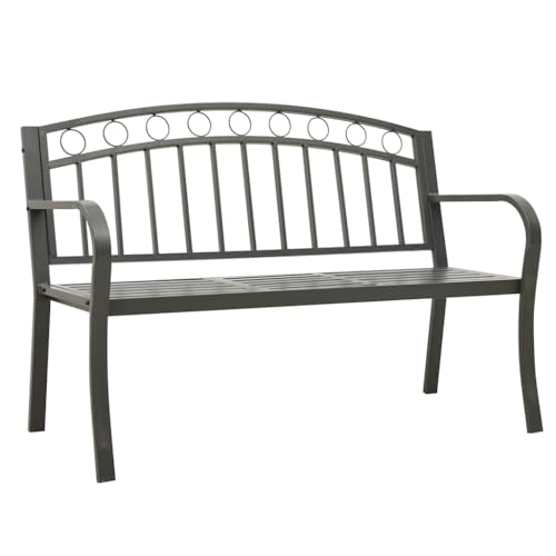 Banco de jardín con mesa de acero gris con recubrimiento protector premium 4