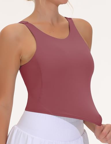 Image of THE GYM PEOPLE Women Sports Bra Sleeveless Padded Running Workout Tank Tops