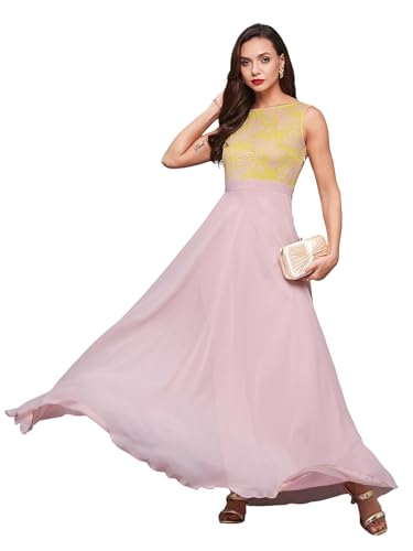Miss Chase - Vestido con cuello en V y manga tres cuartos para mujer, Ruibarbo rosa, S