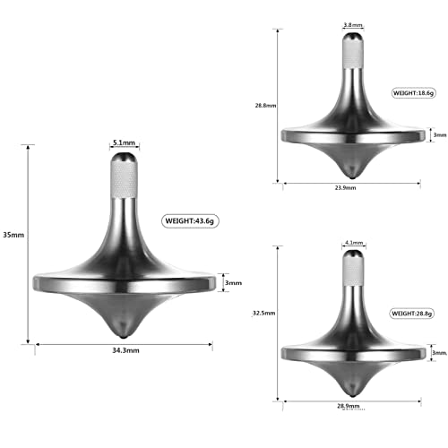 Image of Stainless Steel Spinning Top,Exquisite Toy (Silver,3PCS L+M+S)