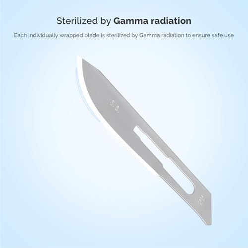 Image of JMU 100pcs Scalpel Blades Sterile #22, Disposable Stainless Steel Surgical Blades, Individually Foil Wrapped