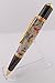 Handmade Sierra Mesa ballpoint pen. Japanese floral wallpaper design. Gunmetal and Gold Trim. Black ink.