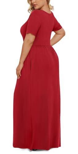 Image of LONGYUAN Women's Plus Size Maxi Dresses Summer Short Sleeve Casual Long Dress 2026 XL-6XL