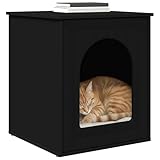 Matériau: Bois d'ingénierie Maison pour Chat en Bois, Niche Nid Cabane pour Chat Intérieur Noir 53x52x62 cm Bois d\'ingénierie