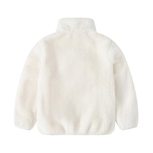 Kids Girls Fuzzy Fleece Jacket Thicken Warm Winte Zip Up Coat Solid Color Windproof Outerwear Jackets With Pocket2