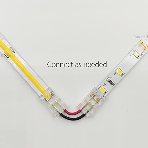 Masterwon 2-Pin 8mm LED Light Strip Connectors Unwired Clips DIY Strip to Wire Solderless Adapter Terminal Extension Connection for 12v 24v Single Colour COB LED Lights Strip