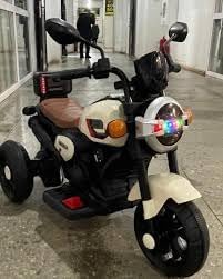 Image of Kawaii Kids 6V Ride-On Bike with Remote, Music & LED Lights, White