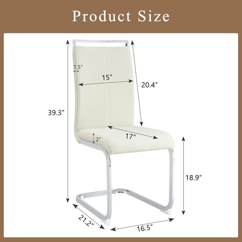 Image of Baysitone Modern Dining Chairs Set of 8, Side Dining Room Chairs, High Back Kitchen Chairs with Suede Fabric Padded Seat for Dining Room,Kitchen, Living Room Cream White