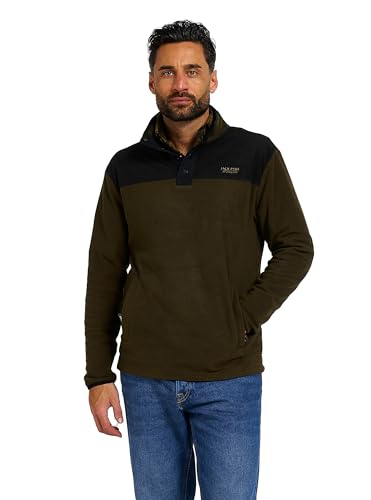 Image of JACK PYKE Mens Thermal Fleece Top, Snap Neck Fleece Jacket Mens With Zipped Pockets, Long Sleeve, Elastic Cuffs, Lightweight 100% Polyester, Ideal For Hunting, Fishing - Dark Olive, Small