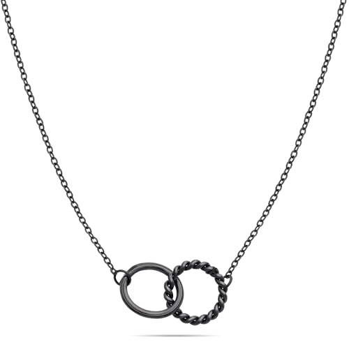Tamaris Halskette für Damen, Halsschmuck mit Infinity Anhängern, wasserfest aus Edelstahl, Schwarz – Ansicht 1