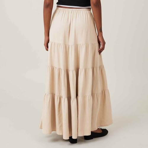 Maxi Skirts for Women Tiered Long Skirts Pleated Adjustable Elastic Waist Tie Skirt Fashion A Line Flowy Long Skirt4
