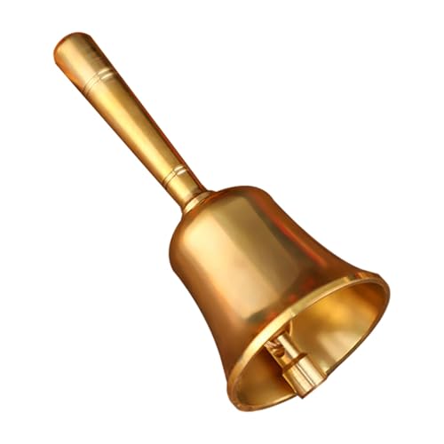 Healifty Vintage Brass Service Bell with Handle Loud Handheld Table Bell for Restaurant Kitchen Bar and Classroom Use Tarnish-Resistant for Efficient Communication and Fast Service