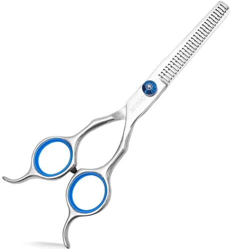 Dog Thinning Shears Professional Dog Grooming Scissors with Large Finger Hole for Pet Cat Hair Cutting Trimming Double Curved Finger Rest Right Left Handed