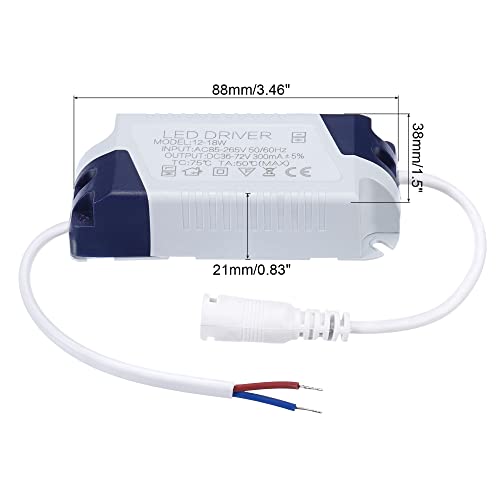 Image of PATIKIL 12-18W 300mA LED Driver, 2Pcs AC 85-265V Output 36-72V DC Female Connector Constant Current Rectifier Transformer External Power Supply