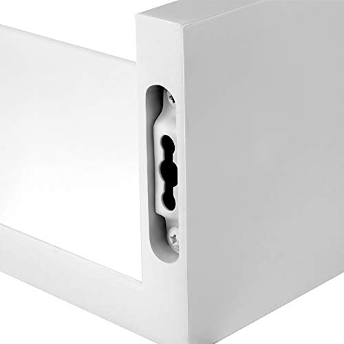 SONGMICS Set of 3 Modern Wall Shelves, Floating MDF Storage Shelving with High Gloss Finish, and Invisible Mounting, White LWS40WT