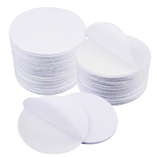 40 Pares Velcro Adhesivo Fuerte Redondo, 50Mm Belcro Adhesivo Doble Cara Fuerte, Velcro Doble Cara, Velcros Adhesivos Redondo Para Alfombra Coche, Bricolaje, Cocina, Cojín De Sofá, Pared, Puerta