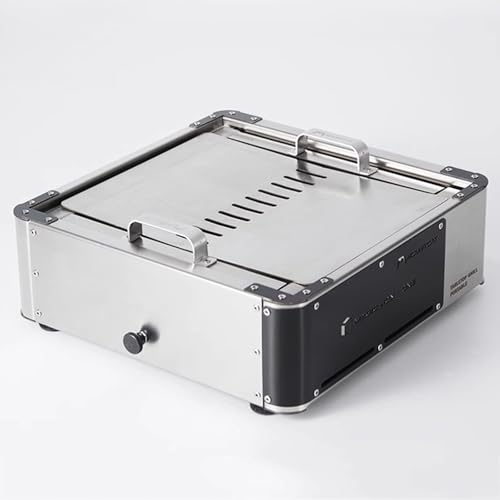 Vituord Parrilla De Carbón Pequeña, Parrilla De Sobremesa De Acero Inoxidable, con Bandeja para Hornear Y Red, Ahumador De Carne De Res/Pollo, para Balcón, Patio Y Exterior, 35 × 35 Cm