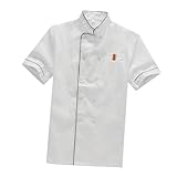 LIGIGWASH Unisex Kochjacke Kurzärmelig Weiß Xxl Atmungsaktiv Ölbeständig Pflegeleicht Catering Hotel Restaurant Arbeitskleidung