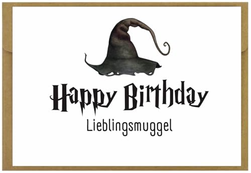 CL&MH Geburtstagskarte, magical Karte Happy Birthday, Zauberer, Karte zum Geburtstag, Hexenhut, Muggle, Muggel