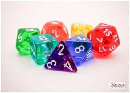 Prism Translucent GM Dice with White Numbers 16mm (5/8in) Set of 7 Chessex image 2