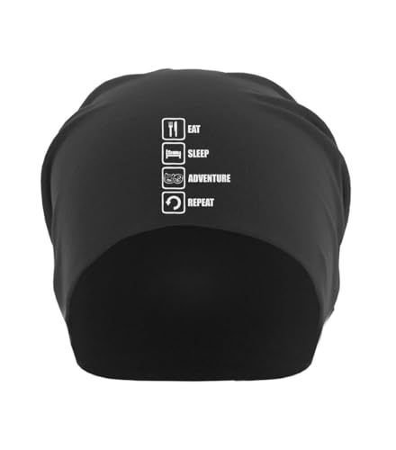 Bonnet souple Eat Sleep Adventure Repeat en coton fin noir finitions soignées