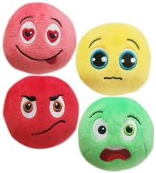 Dog Toys, Soft Stuffed Plush Balls Pet Chew Squeake Toy, Interactive Fetch Play for Small Medium Pets (pink-red-yellow-green)