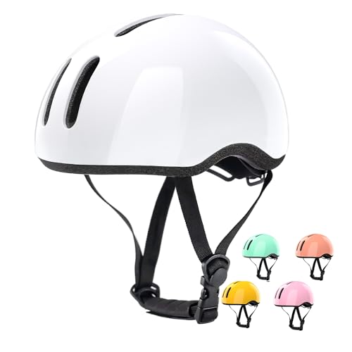 Glerc Toddler Kids Bike Scooter Helm für 2 3 4 5 6 7 8 Jahre alt Jungen Mädchen Baby Kinder Fahrrad Hut Kappe,CE-Zertifiziert Sicherheit Radfahren Skaten Helm, Weiß