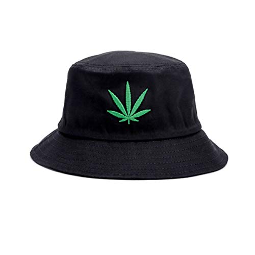 Weed-Bucket-Hut Kappe Marihuana Weed Leaf Cannabis Fisherman's Hat - Faltbare Snapback Herren Damen, schwarz, Einheitsgröße Cover