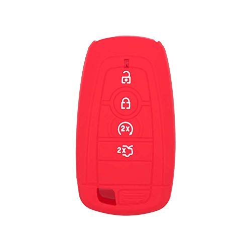 BROVACS Silicone Cover Protector Case Holder Skin Jacket Compatible with FORD 4 Button Smart Remote Key Fob CV4710 Red