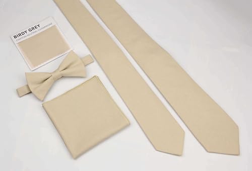 Image of Mens Linen Tie Set - Solid Necktie with Pocket Square